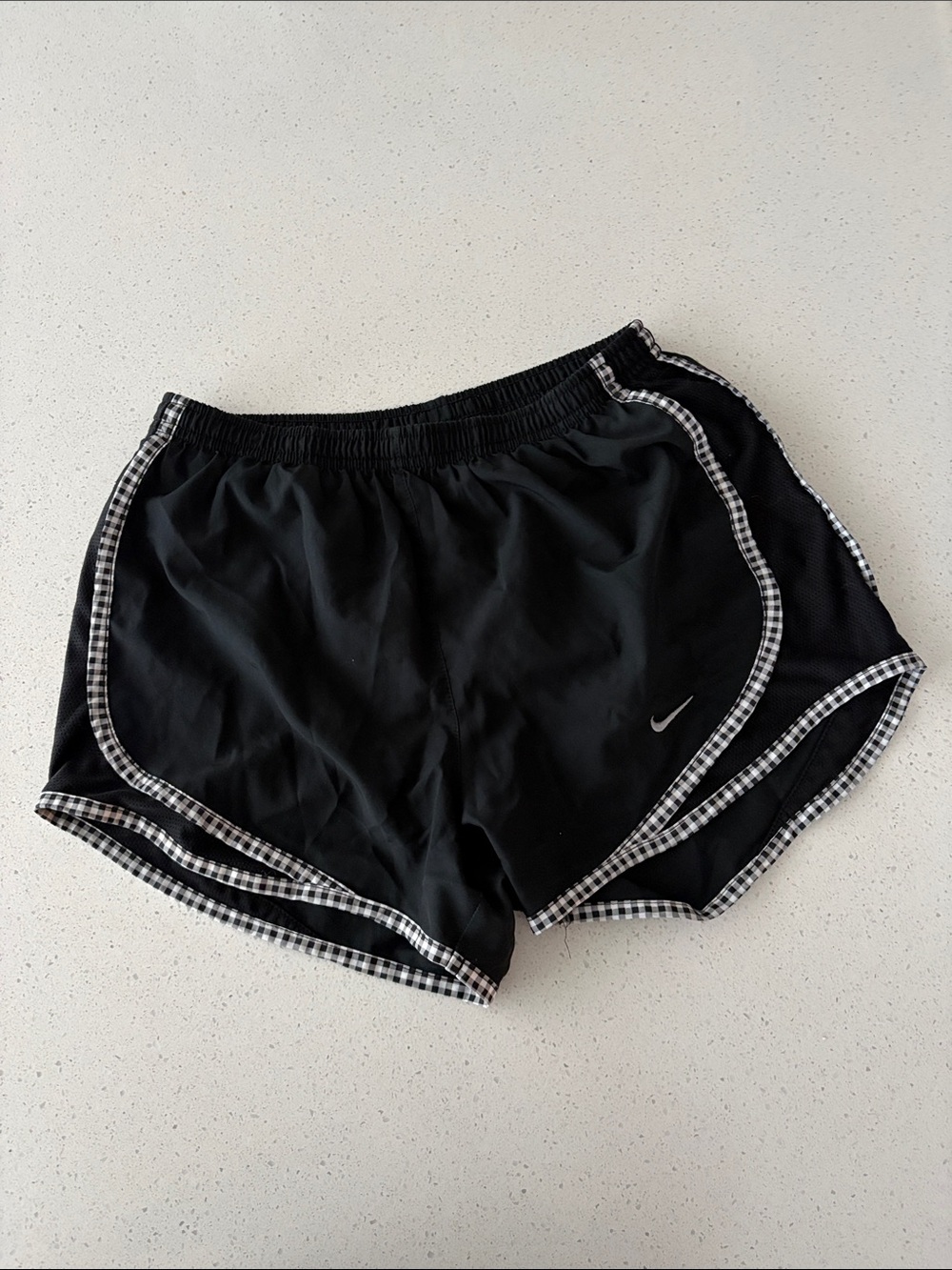 Nike Black Shorts with Gingham Trim